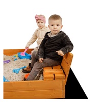 Gyerek fa homokozó fedővel és padokkal Baby Mix 120x120 cm