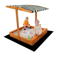 Fa homokozó árnyékoló tetővel Baby Mix 120x120 cm zöld-fehér