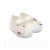 Baba szatén balettcipők New Baby Ivory Flowers 0-3 h