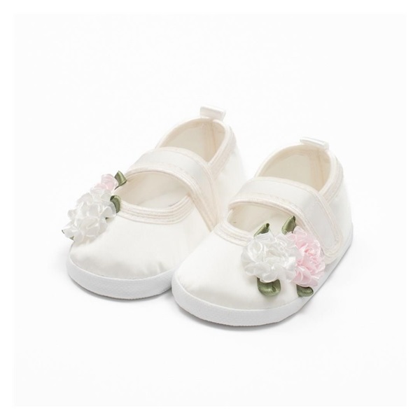 Baba szatén balettcipők New Baby Ivory Flowers 3-6 h