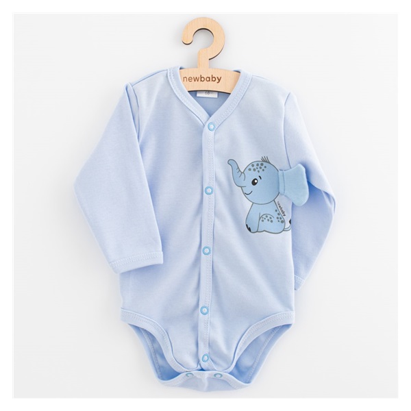 Baba teljes hosszában patentos hosszú ujjú body New Baby Happy Elephant blue