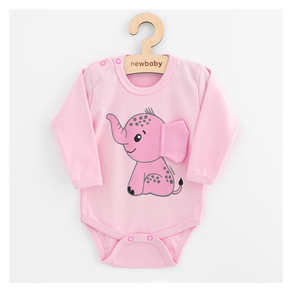 Baba hosszú ujjú body New Baby Happy Elephant pink