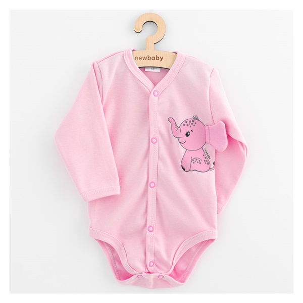 Baba teljes hosszában patentos hosszú ujjú body New Baby Happy Elephant pink