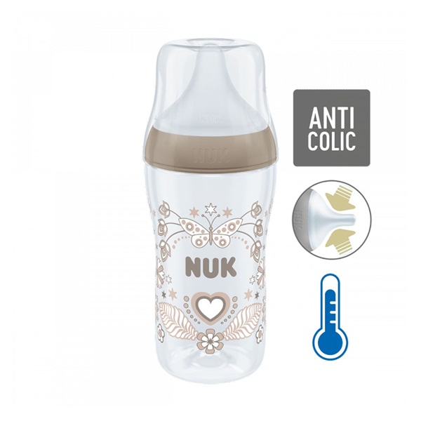 Baba cumisüveg NUK Perfect Match Temperature Control 260 ml barna