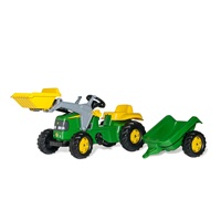 Pedálos traktor rakodóval és pótkocsival Rolly Kid John Deere zöld