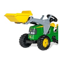 Pedálos traktor rakodóval és pótkocsival Rolly Kid John Deere zöld