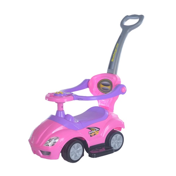 Bébitaxi tolókarral 3az1-ben Baby Mix Mega Car rózsaszín (A CSOMAGOLÁS SERULT)