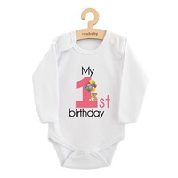 Baba body nyomtatással New Baby My first birthday pink