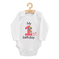 Baba body nyomtatással New Baby My first birthday pink