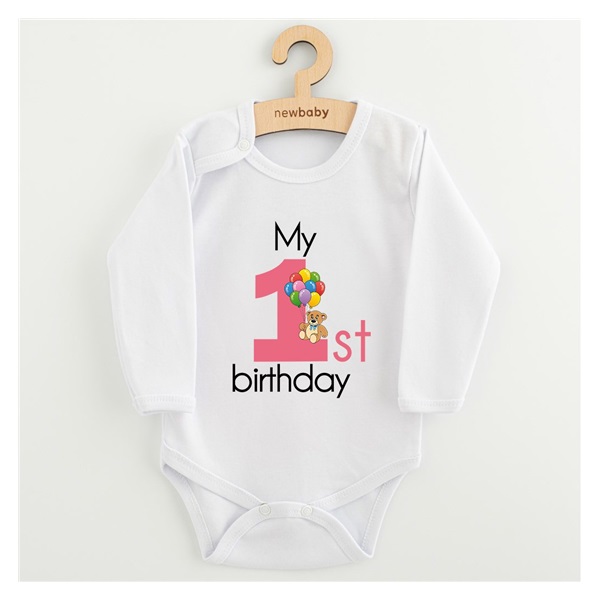 Baba body nyomtatással New Baby My first birthday pink