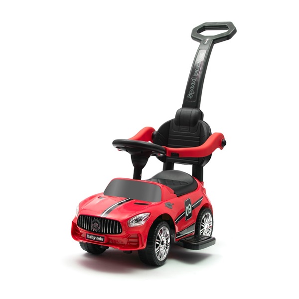 Zenélő bébitaxi vezetőrúddal Baby Mix RACER piros (A CSOMAGOLÁS SERULT)