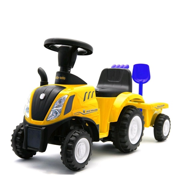 Gyerek jármű traktor utánfutóval és szerszámokkal Baby Mix New Holland sárga (A CSOMAGOLÁS SERULT)