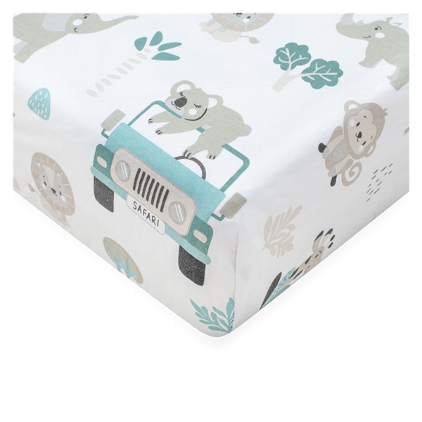 Pamut kiságyba való lepedő pamut New Baby Safari II 120x60 cm