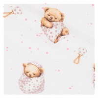Pamut babakocsihoz való lepedő pamut New Baby Sweet teddy bear 35x75 cm pink