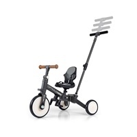 Gyerek háromkerekű bicikli 5az1-ben Milly Mally Optimus Max tolókarral dark grey