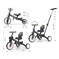 Gyerek háromkerekű bicikli 5az1-ben Milly Mally Optimus Max tolókarral dark grey