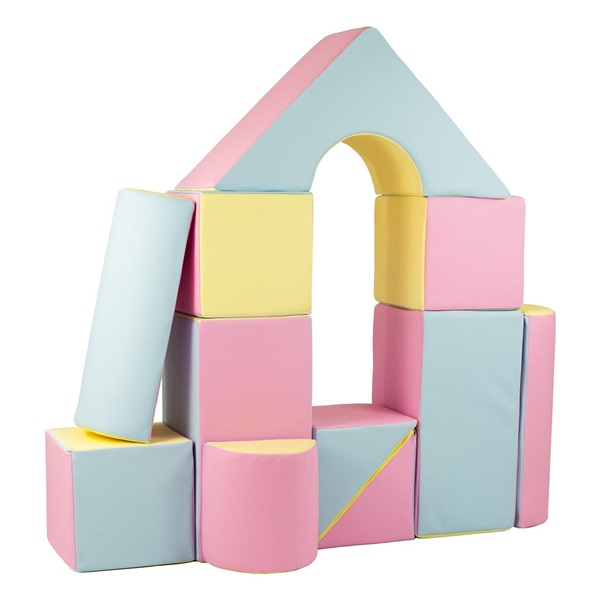 Habkockák – óriási építőkészlet 11 db pink-blue-yellow (pastel)