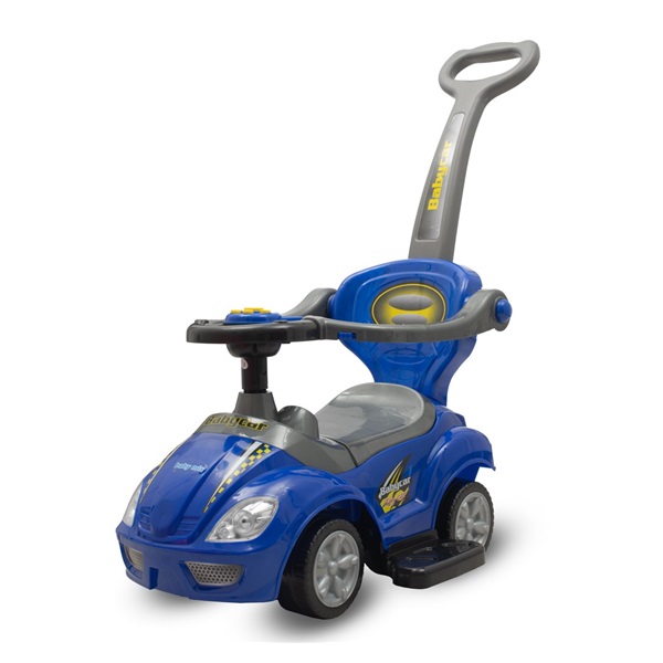 Bébitaxi tolókarral 3az1-ben Baby Mix Mega Car kék (Sérült csomagolás)