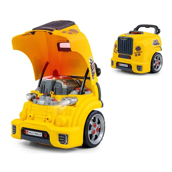 Realisztikus modell az autó elejének nyitható motorháztetőjével, Milly Mally N-GINE yellow