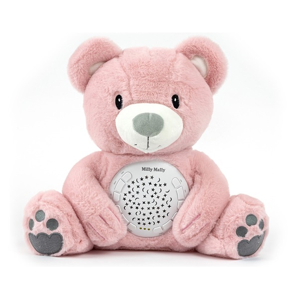 Plüss szundibarát maci projektorral Milly Mally Bear pink