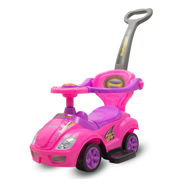 Bébitaxi tolókarral 3az1-ben Baby Mix Mega Car rózsaszín (Sérült csomagolás)