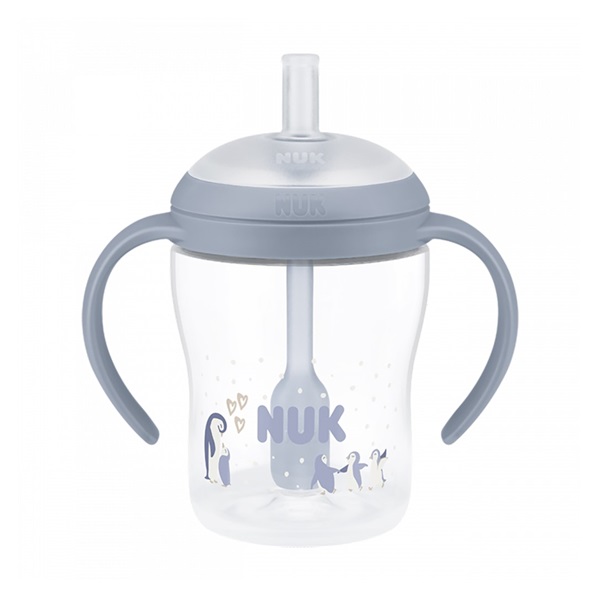 NUK Perfect Match tanuló cumisüveg szívószállal PENGUIN 150 ml