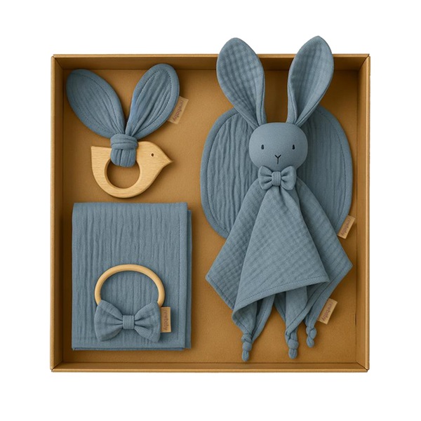 Muszlin ajándékszett babáknak New Baby szürke