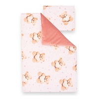 Kétoldalas együttes Velvet és pamut New Baby babakocsiba Love Teddy Bear pink