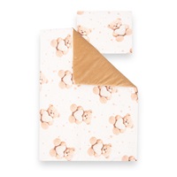 Kétoldalas együttes Velvet és pamut New Baby babakocsiba Love Teddy Bear beige