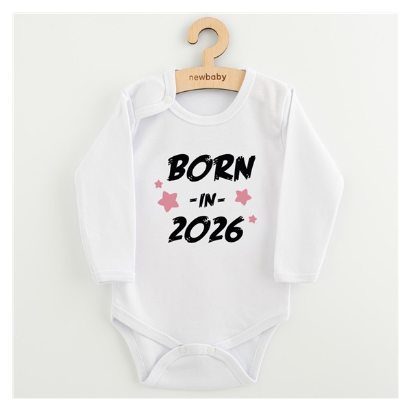 Gyermekek body nyomtatással New Baby BORN IN 2026 pink