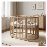 Gyermek növekedő 3-az-1-ben ovális kiságy + matrac New Baby dió színű