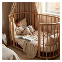 Gyermek növekedő 3-az-1-ben ovális kiságy + matrac New Baby dió színű