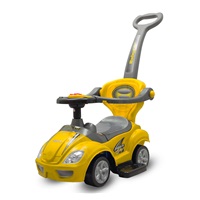 Bébitaxi tolókarral 3az1-ben Baby Mix Mega Car sárga (Sérült csomagolás)