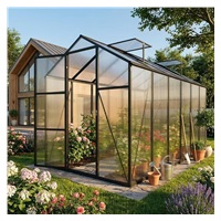 Kerti üvegház, 183 × 366 cm, polikarbonát, alumínium váz