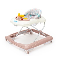 Gyerek bébikomp Baby Mix kormánykerékkel szilikon kerekek rózsaszín (Újszerű)