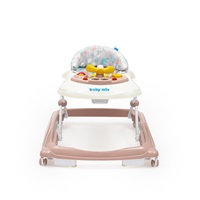 Gyerek bébikomp Baby Mix kormánykerékkel szilikon kerekek rózsaszín (Újszerű)