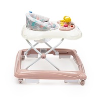 Gyerek bébikomp Baby Mix kormánykerékkel szilikon kerekek rózsaszín (Újszerű)