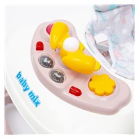 Gyerek bébikomp Baby Mix kormánykerékkel szilikon kerekek rózsaszín (Újszerű)