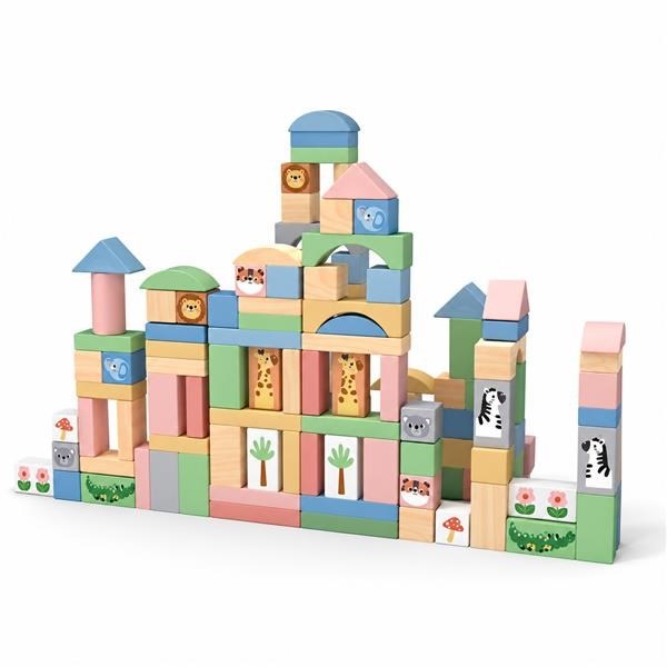 Safari fa építőkockák 120 db Montessori Baby Mix