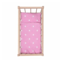 Fa babaágy-bölcső ágyneművel Baby Mix stars pink