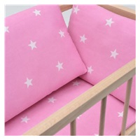 Fa babaágy-bölcső ágyneművel Baby Mix stars pink