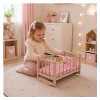 Fa babaágy-bölcső ágyneművel Baby Mix stars pink