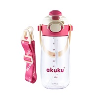 Iskolai kulacs szívószállal Akuku 480 ml, pink