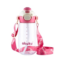 Iskolai kulacs szívószállal Akuku 480 ml, pink