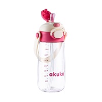 Iskolai kulacs szívószállal Akuku 480 ml, pink