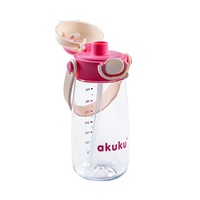 Iskolai kulacs szívószállal Akuku 480 ml, pink