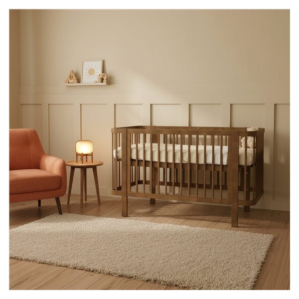 Gyermek ovális babaágy New Baby Klára dió színű